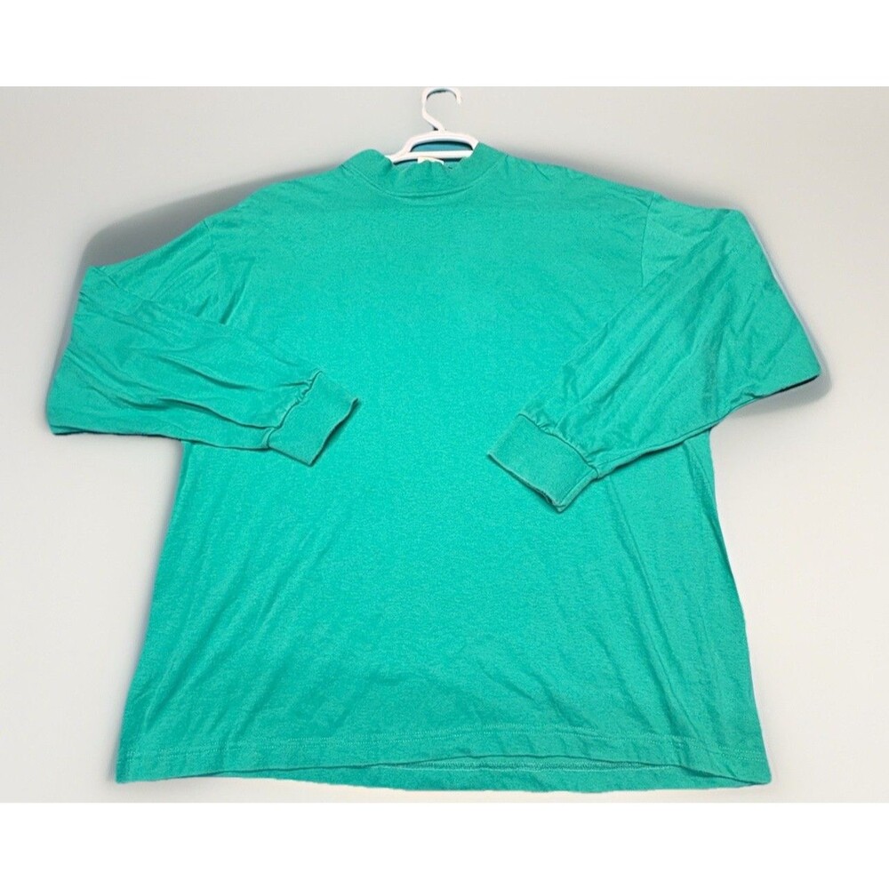 Vintage Outer Banks Mock Neck Heavyweight Shirt Teal Green Size L  Made In USA